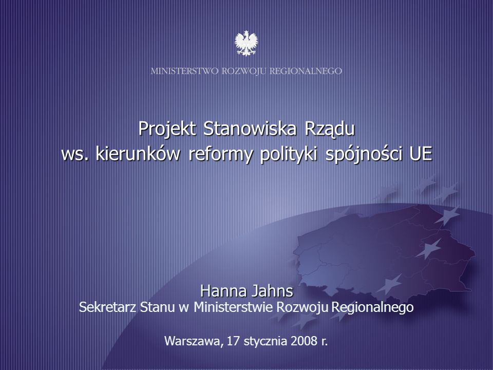 1 Warszawa, 17 stycznia 2008 r. Projekt Stanowiska Rządu ws.