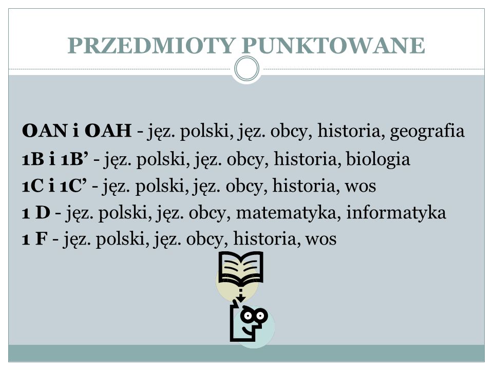 PRZEDMIOTY PUNKTOWANE 0 AN i 0 AH - jęz. polski, jęz.