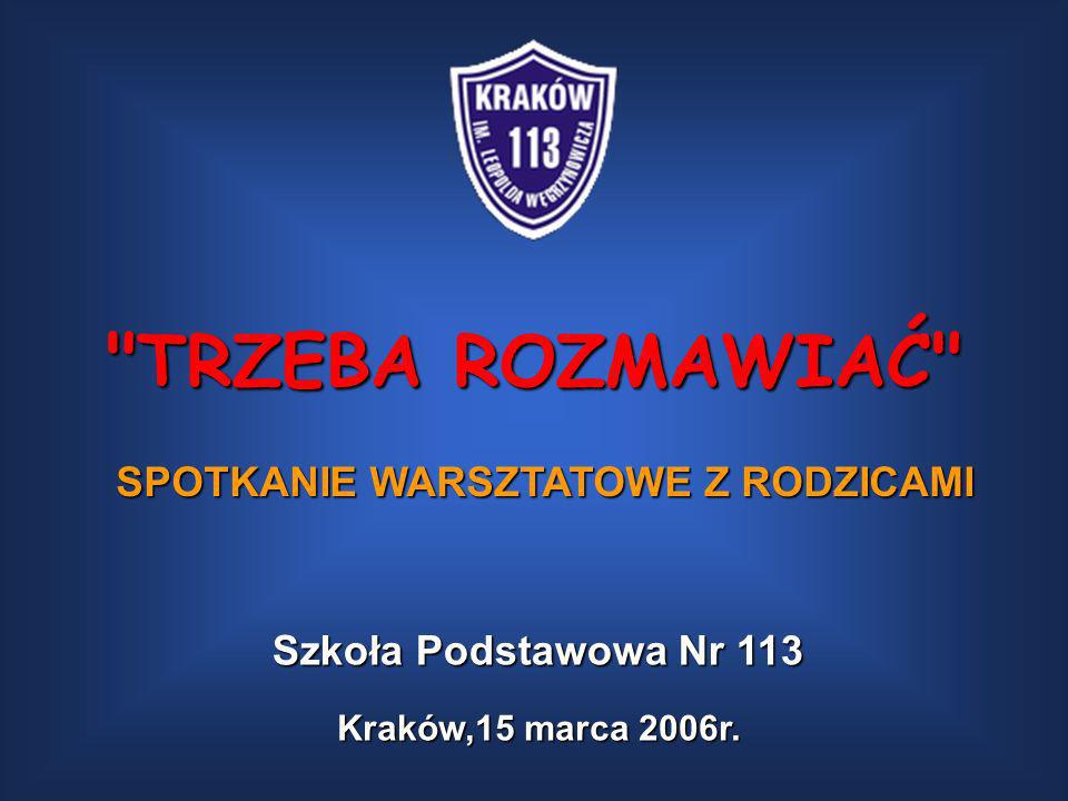 TRZEBA ROZMAWIAĆ SPOTKANIE WARSZTATOWE Z RODZICAMI Kraków,15 marca 2006r.