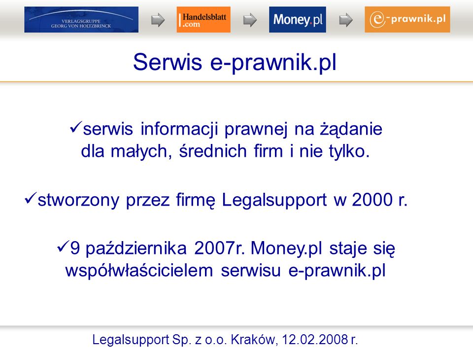 Serwis e-prawnik.pl serwis informacji prawnej na żądanie dla małych, średnich firm i nie tylko.