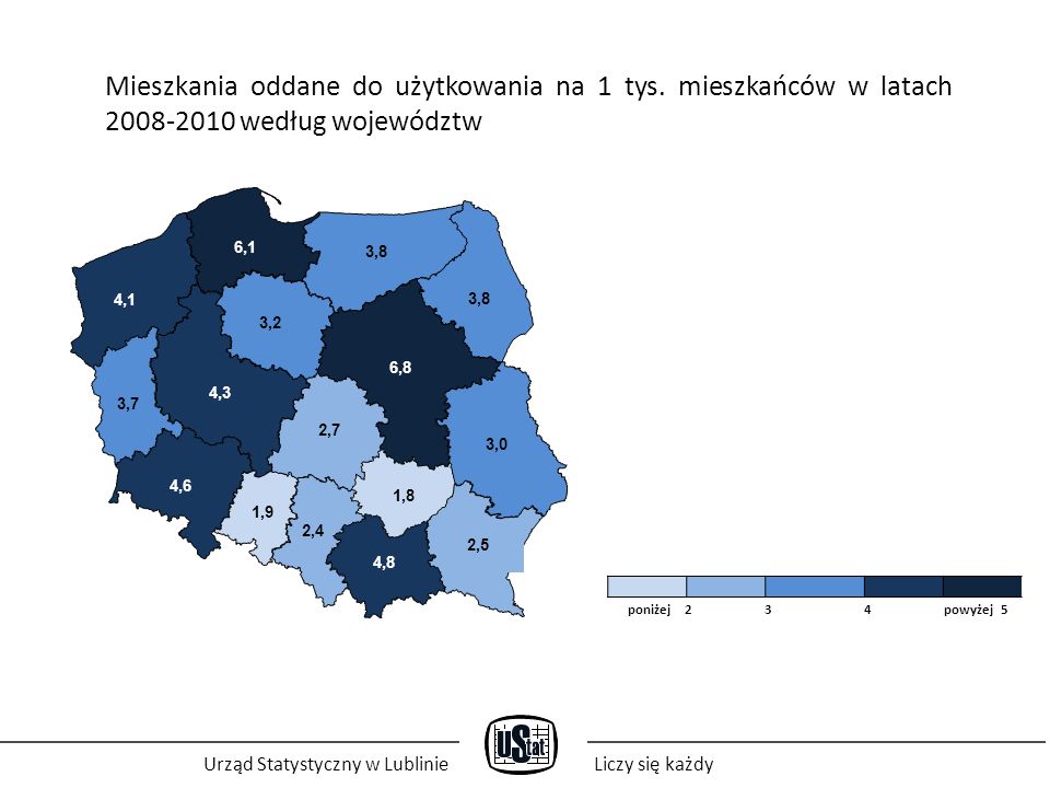 Urząd Statystyczny w LublinieLiczy się każdy Mieszkania oddane do użytkowania na 1 tys.