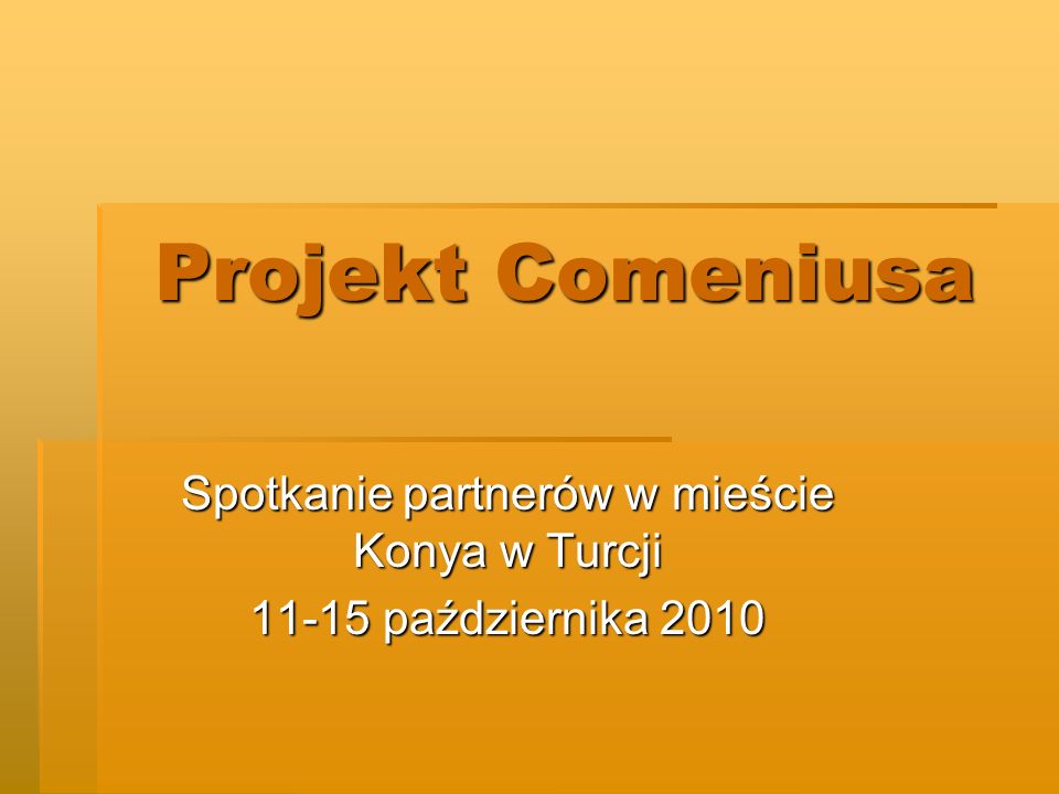 Projekt Comeniusa Spotkanie partnerów w mieście Konya w Turcji października 2010