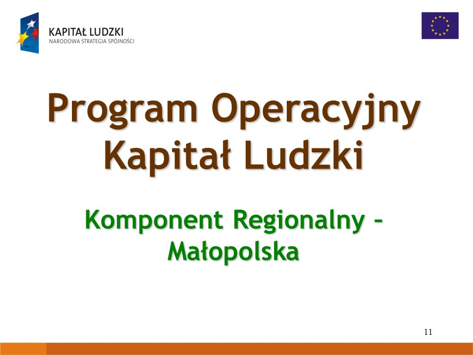11 Program Operacyjny Kapitał Ludzki Komponent Regionalny – Małopolska