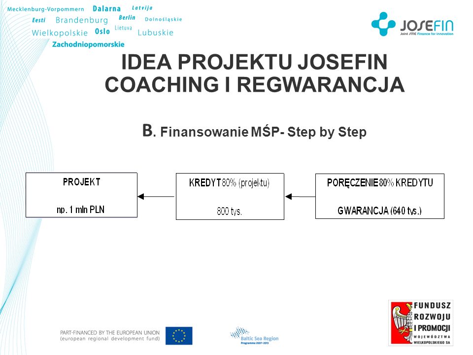 IDEA PROJEKTU JOSEFIN COACHING I REGWARANCJA B. Finansowanie MŚP- Step by Step