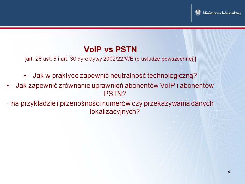 9 VoIP vs PSTN [art. 26 ust. 5 i art.