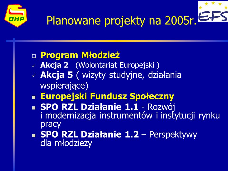 Planowane projekty na 2005r.