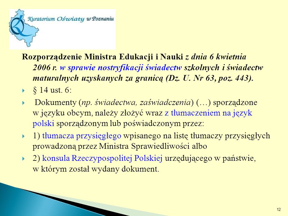 Rozporządzenie Ministra Edukacji i Nauki z dnia 6 kwietnia 2006 r.