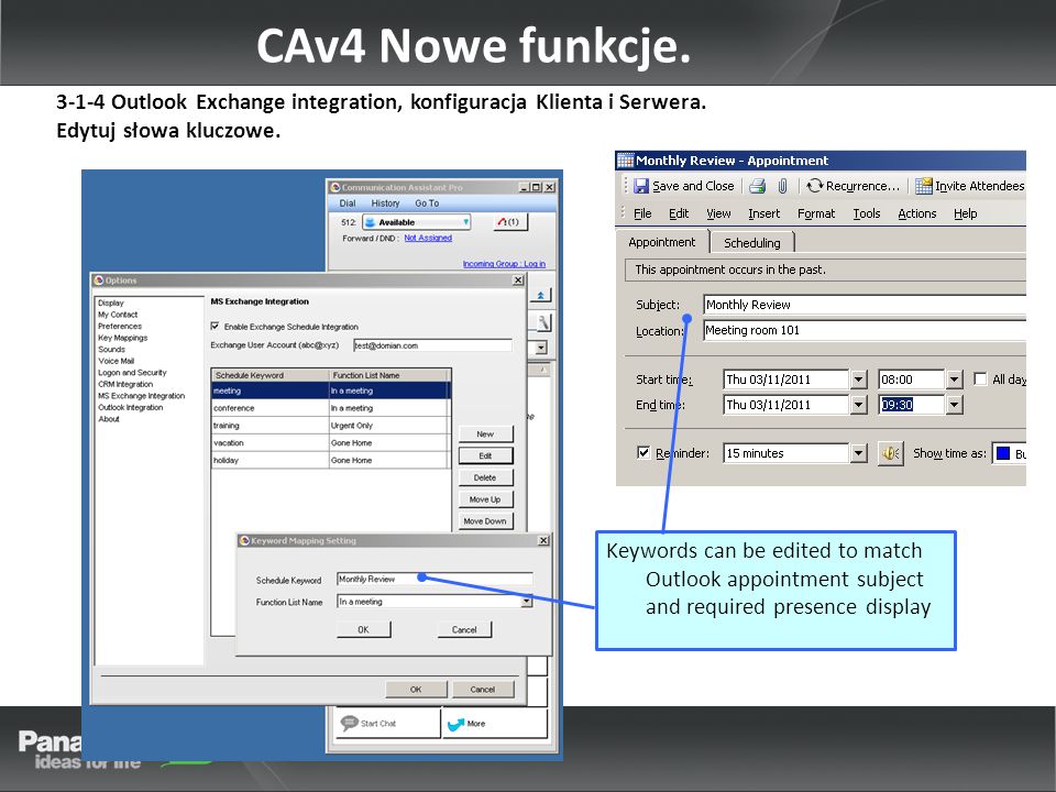 CAv4 Nowe funkcje Outlook Exchange integration, konfiguracja Klienta i Serwera.