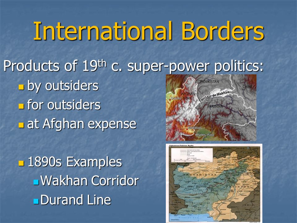 International Borders Products of 19 th c.