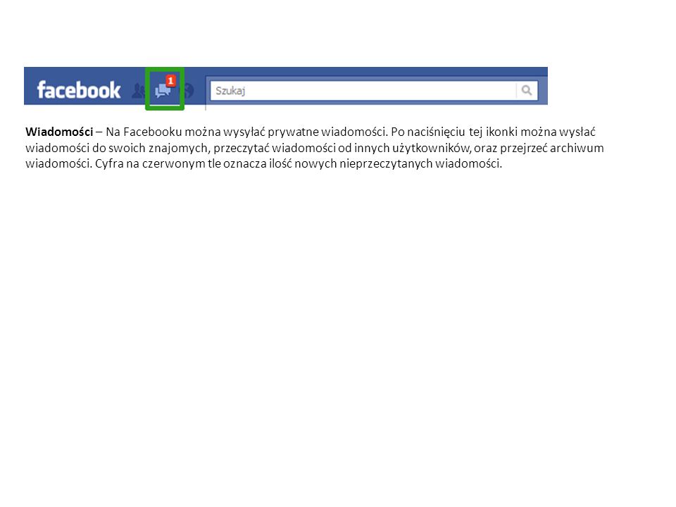 Wiadomości – Na Facebooku można wysyłać prywatne wiadomości.