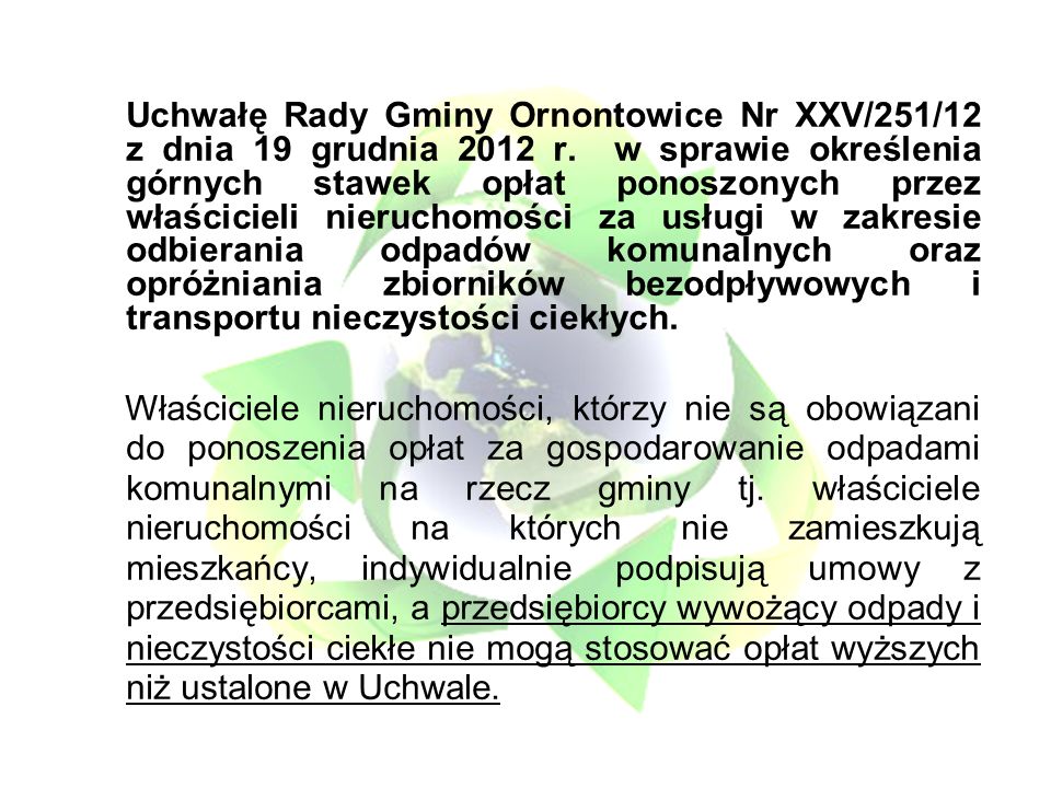 Uchwałę Rady Gminy Ornontowice Nr XXV/251/12 z dnia 19 grudnia 2012 r.