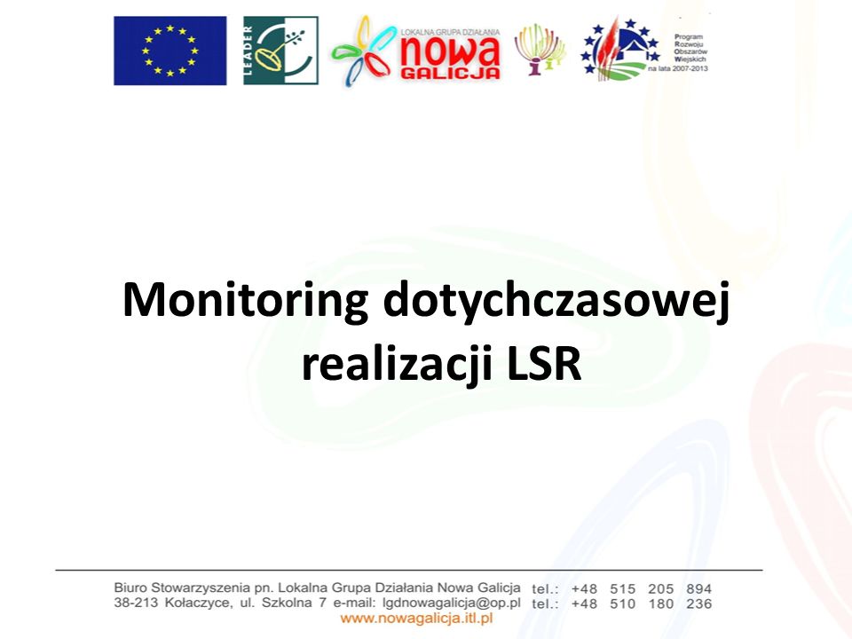 Monitoring dotychczasowej realizacji LSR