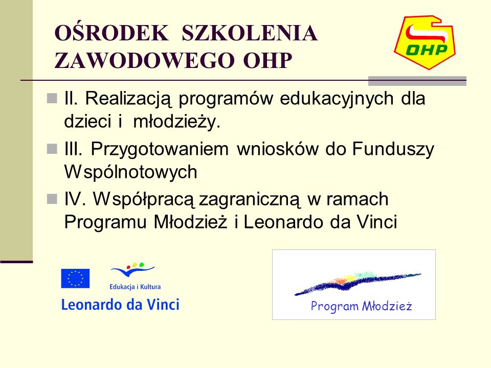 II. Realizacją programów edukacyjnych dla dzieci i młodzieży.