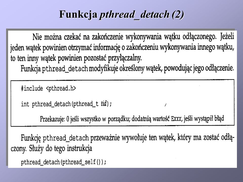 Funkcja pthread_detach (2)