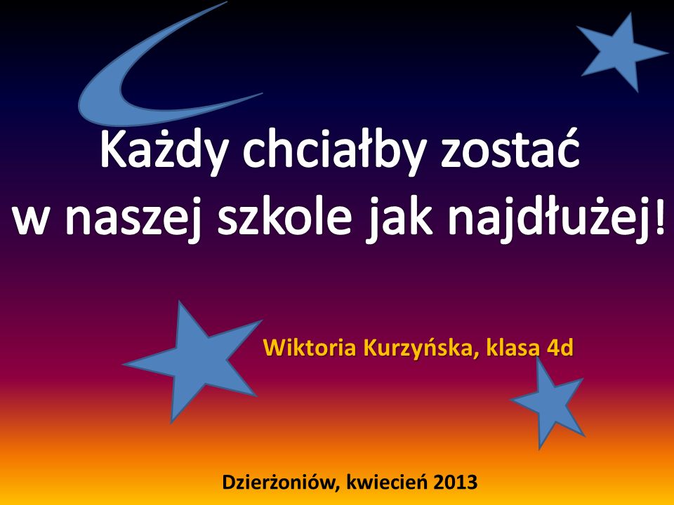 Wiktoria Kurzyńska, klasa 4d Dzierżoniów, kwiecień 2013