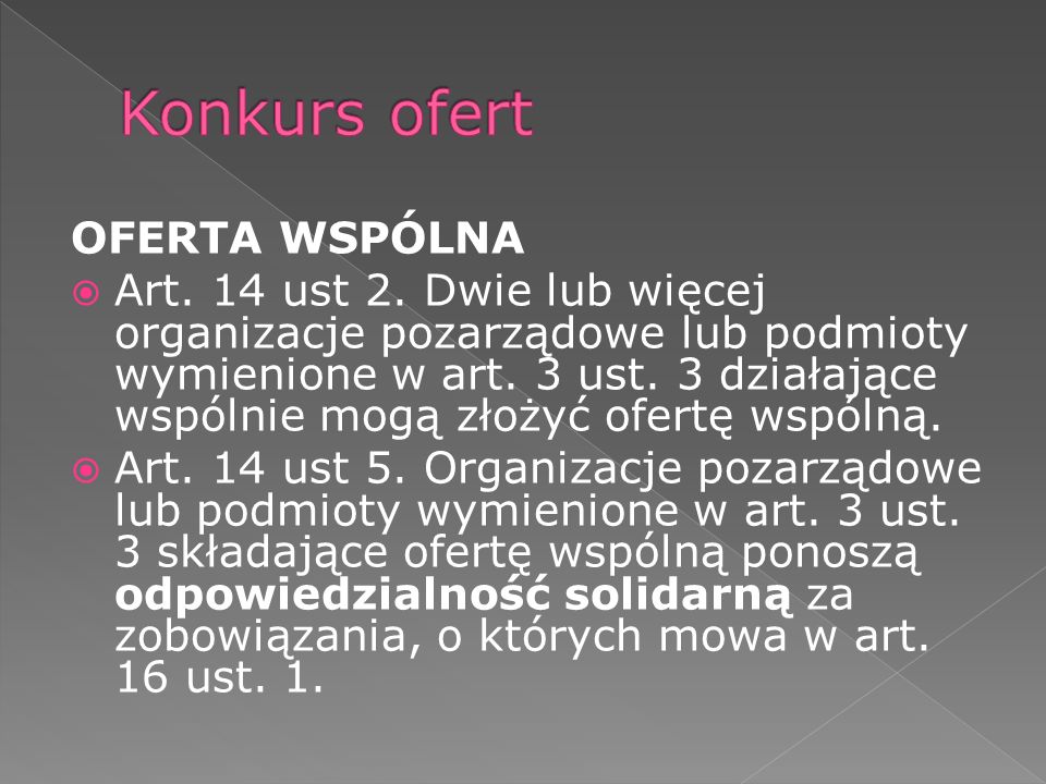 OFERTA WSPÓLNA Art. 14 ust 2.