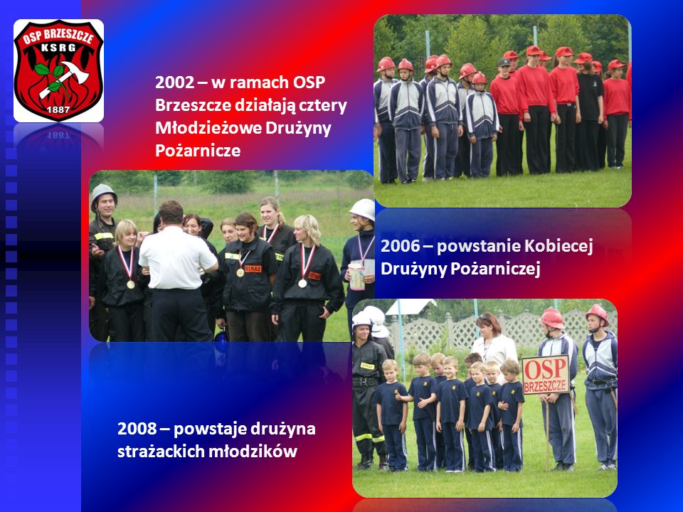 2006 – powstanie Kobiecej Drużyny Pożarniczej 2008 – powstaje drużyna strażackich młodzików 2002 – w ramach OSP Brzeszcze działają cztery Młodzieżowe Drużyny Pożarnicze