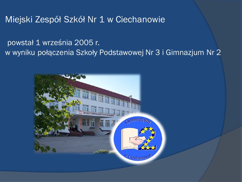 Miejski Zespół Szkół Nr 1 w Ciechanowie powstał 1 września 2005 r.