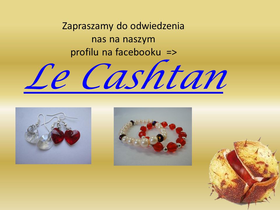 Zapraszamy do odwiedzenia nas na naszym profilu na facebooku => Le Cashtan