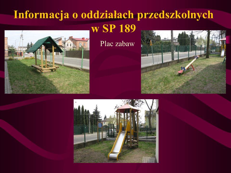 Informacja o oddziałach przedszkolnych w SP 189 Plac zabaw
