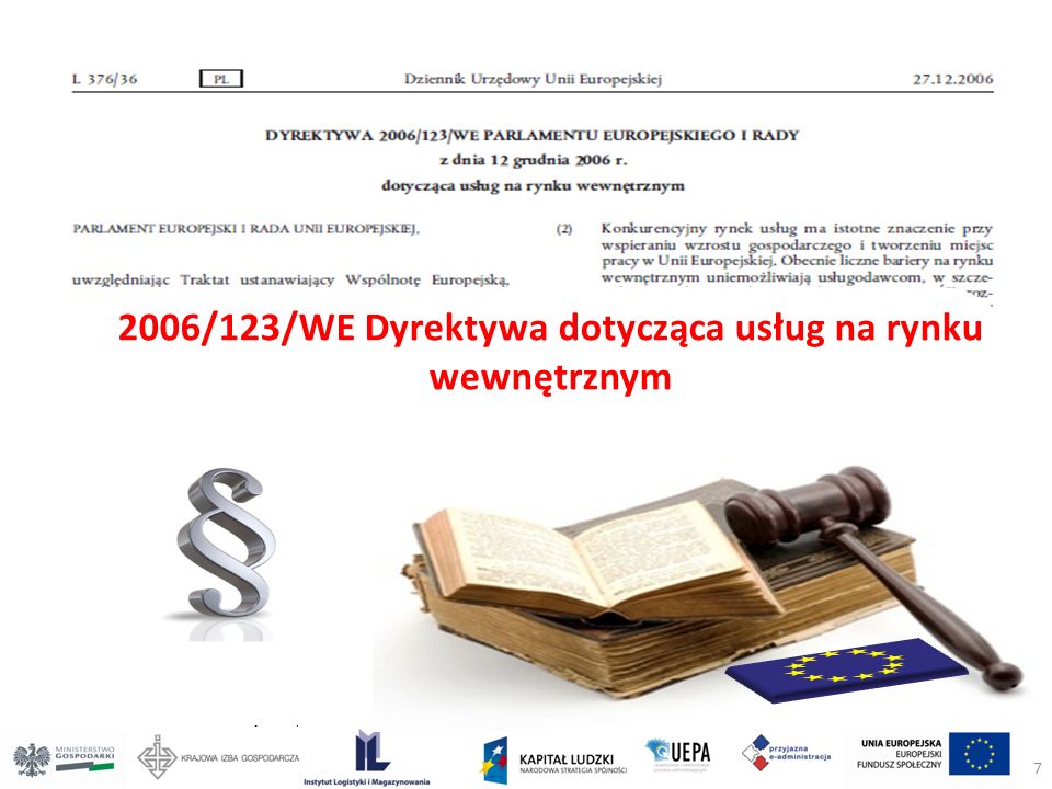 2006/123/WE Dyrektywa dotycząca usług na rynku wewnętrznym 7
