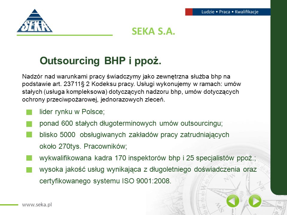 SEKA S.A. Outsourcing BHP i ppoż.