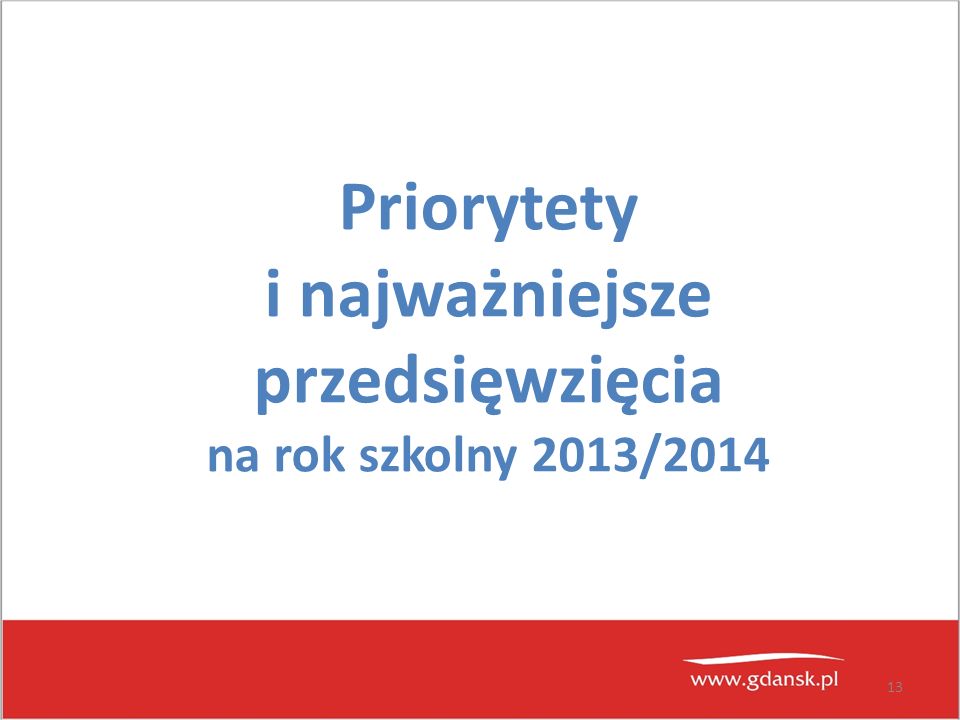 13 Priorytety i najważniejsze przedsięwzięcia na rok szkolny 2013/2014
