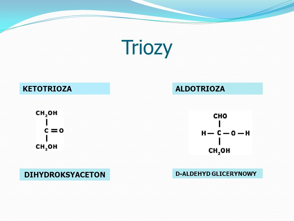 Triozy KETOTRIOZA DIHYDROKSYACETON ALDOTRIOZA D-ALDEHYD GLICERYNOWY