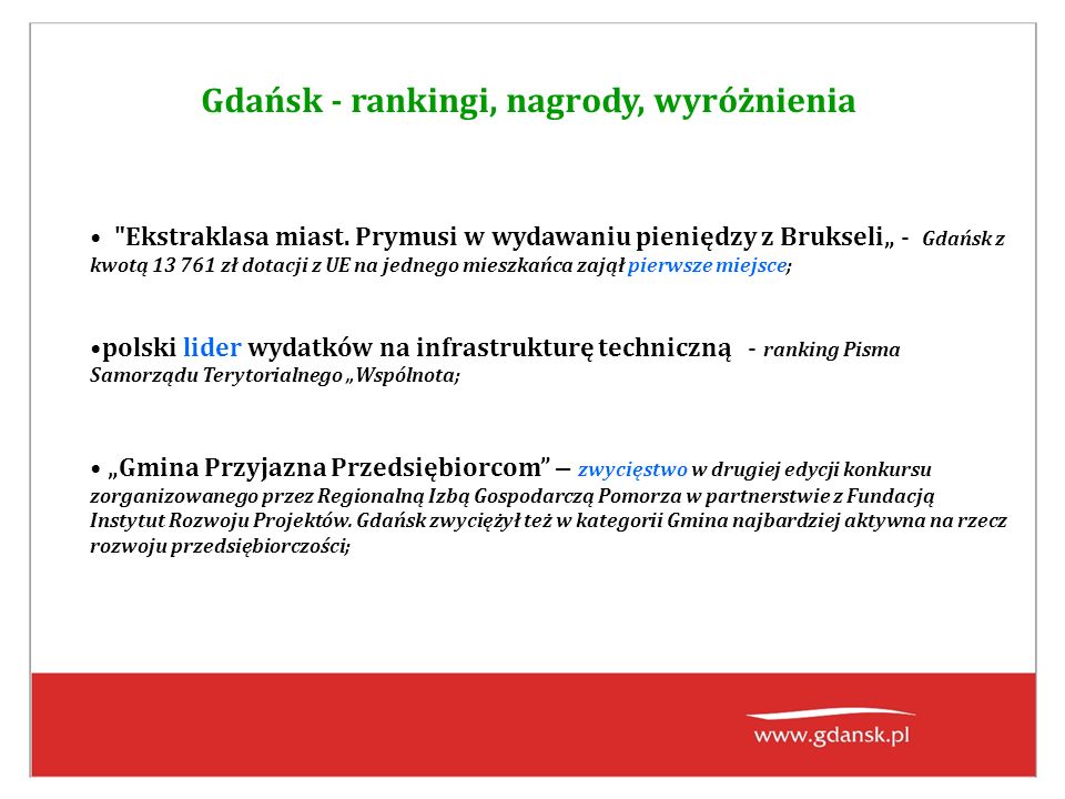 Gdańsk - rankingi, nagrody, wyróżnienia Ekstraklasa miast.