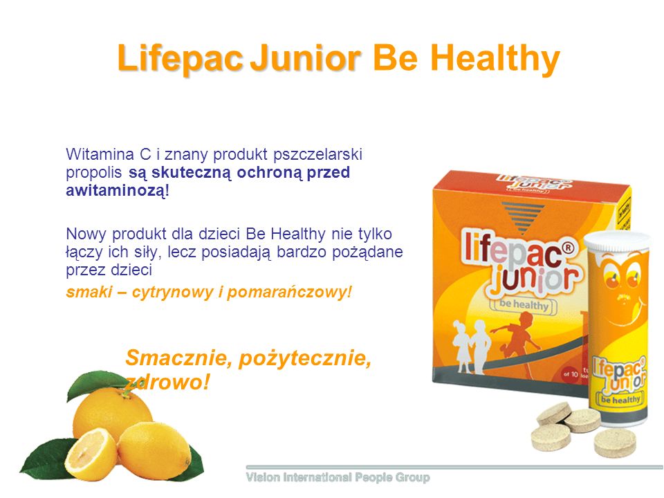 Lifepac Junior Lifepac Junior Be Healthy Witamina С i znany produkt pszczelarski propolis są skuteczną ochroną przed awitaminozą.