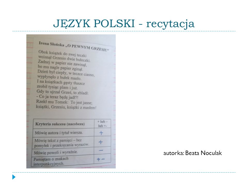 JĘZYK POLSKI - recytacja autorka: Beata Noculak