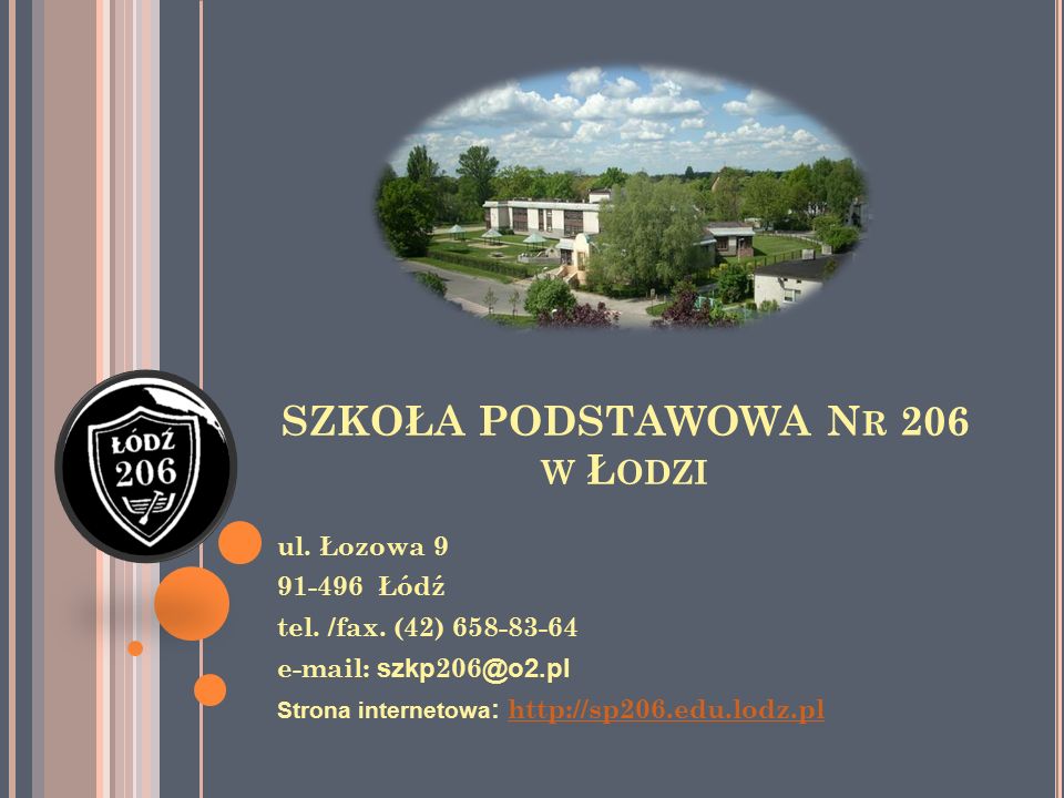 SZKOŁA PODSTAWOWA N R 206 W Ł ODZI ul. Łozowa Łódź tel.
