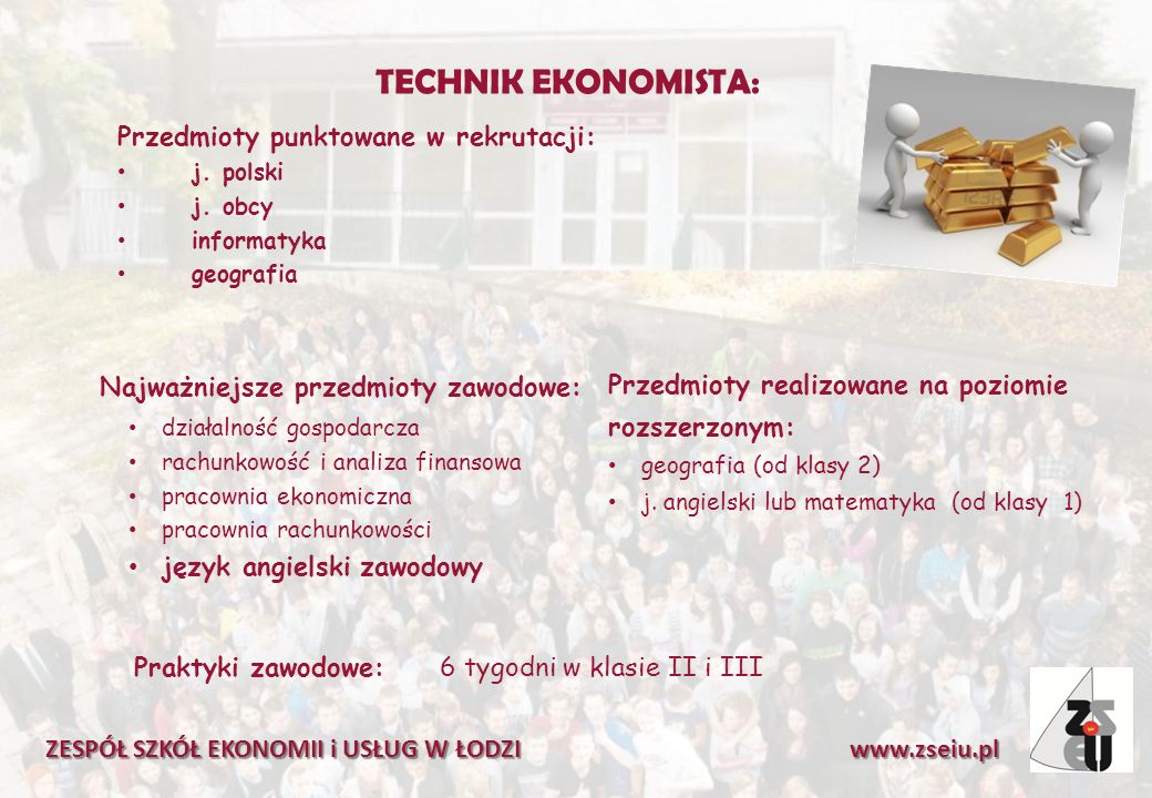 TECHNIK EKONOMISTA: Przedmioty punktowane w rekrutacji: j.