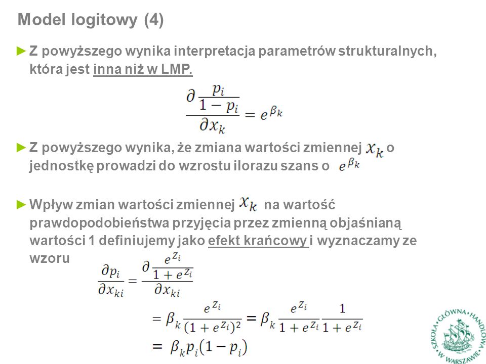 ►Z powyższego wynika interpretacja parametrów strukturalnych, która jest inna niż w LMP.