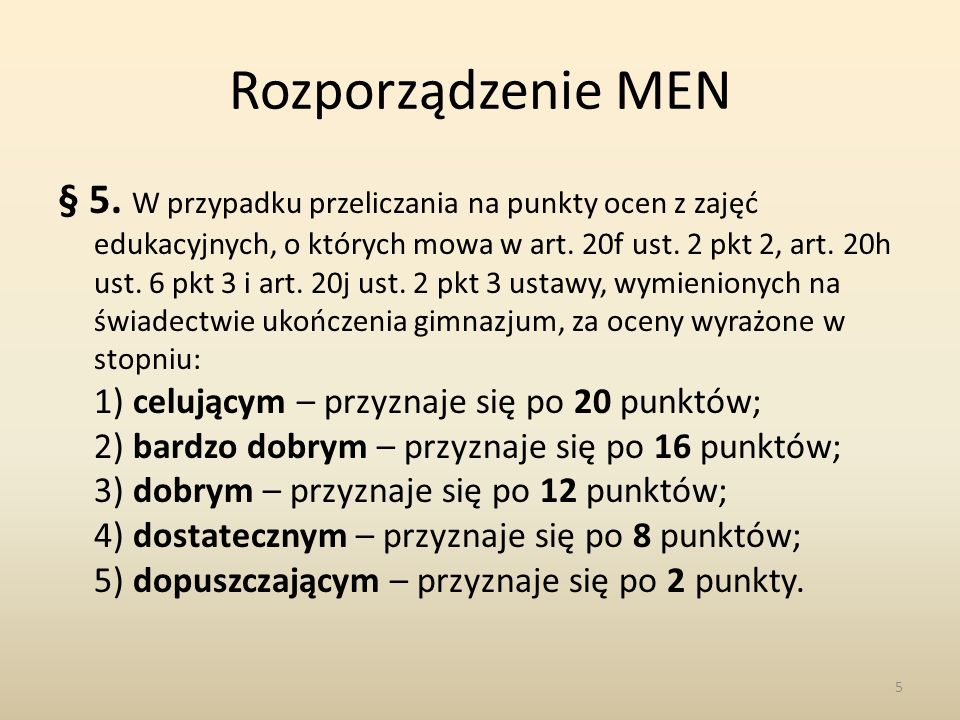 Rozporządzenie MEN § 5.