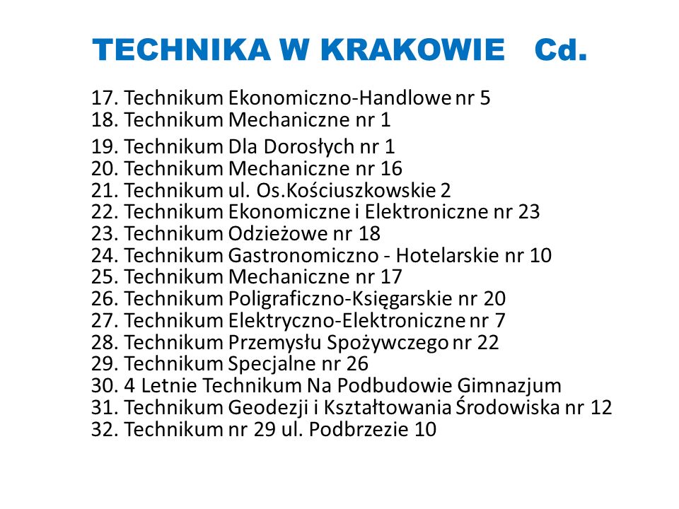 TECHNIKA W KRAKOWIE Cd. 17. Technikum Ekonomiczno-Handlowe nr