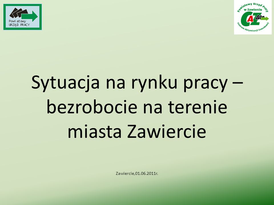 Sytuacja na rynku pracy – bezrobocie na terenie miasta Zawiercie Zawiercie, r.