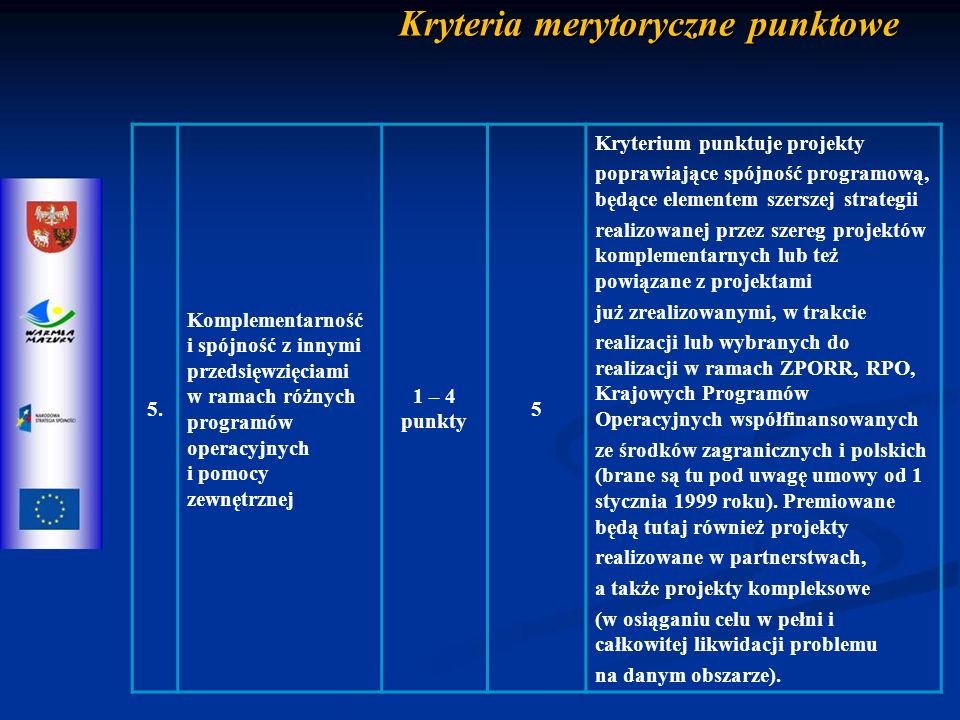 Kryteria merytoryczne punktowe 5.