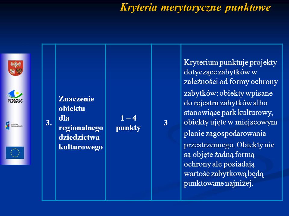Kryteria merytoryczne punktowe 3.