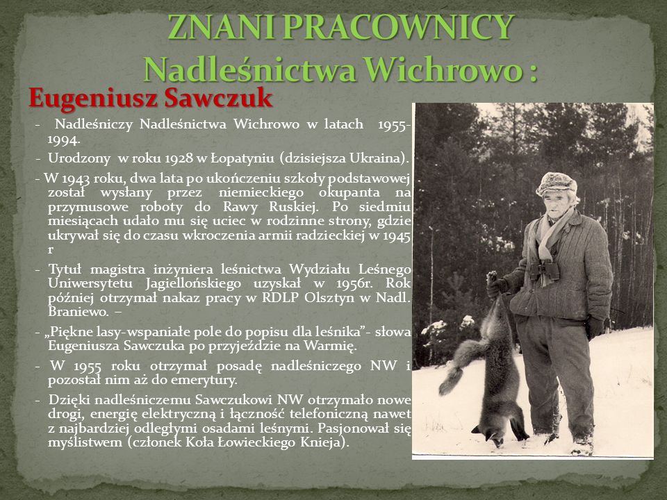 Eugeniusz Sawczuk - Nadleśniczy Nadleśnictwa Wichrowo w latach