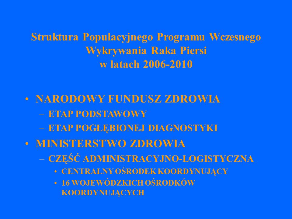 Populacyjny Program Wczesnego Wykrywania Raka Piersi W Polsce Jerzy Giermek Centralny Ośrodek 1131