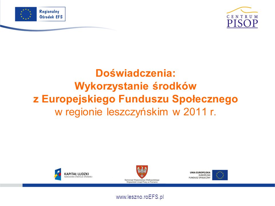 Doświadczenia: Wykorzystanie środków z Europejskiego Funduszu Społecznego w regionie leszczyńskim w 2011 r.
